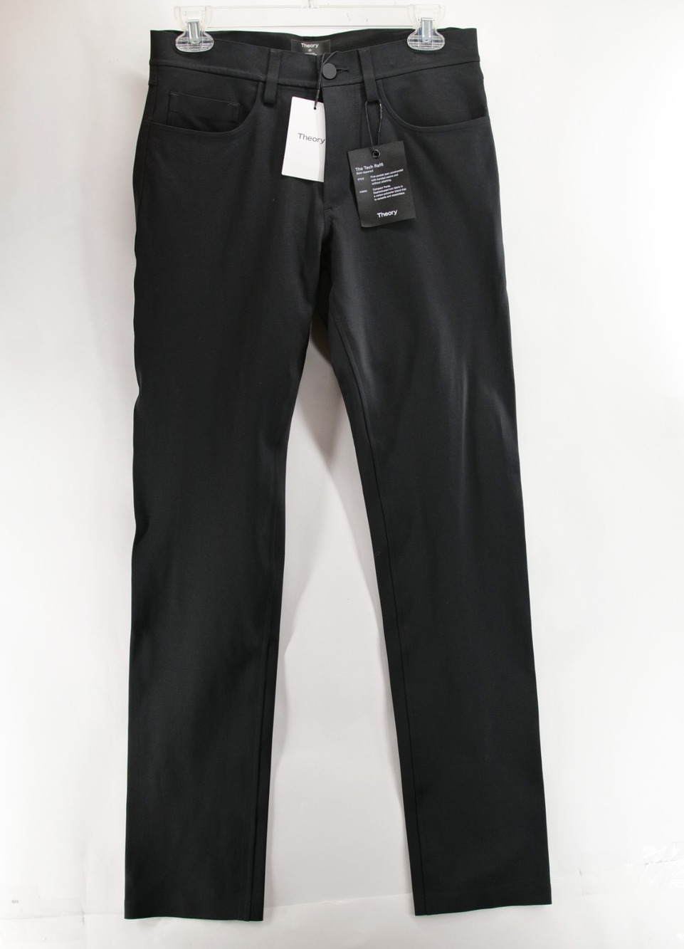 Theory NWT Tech Raffi Pants Mens 28x32 Black Compact Ponte Slim Tapered 5 Pocket